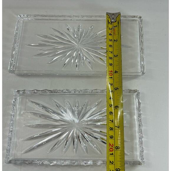Lot Of 2 Vintage Sunburst Crystal Vanity Trays - Picture 6 of 7